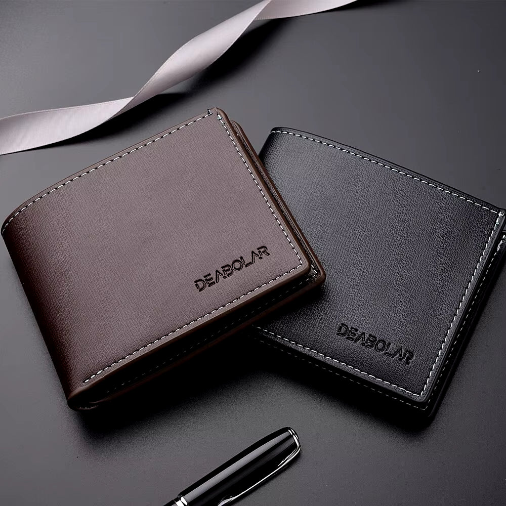 Pu Leather Men Short Wallet Thin Style Folding Young Men Credit Card Holder Wallet