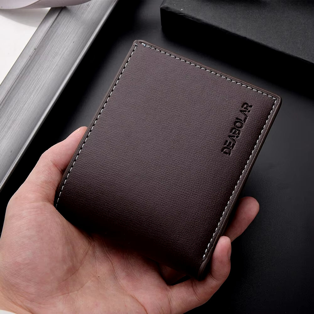 Pu Leather Men Short Wallet Thin Style Folding Young Men Credit Card Holder Wallet