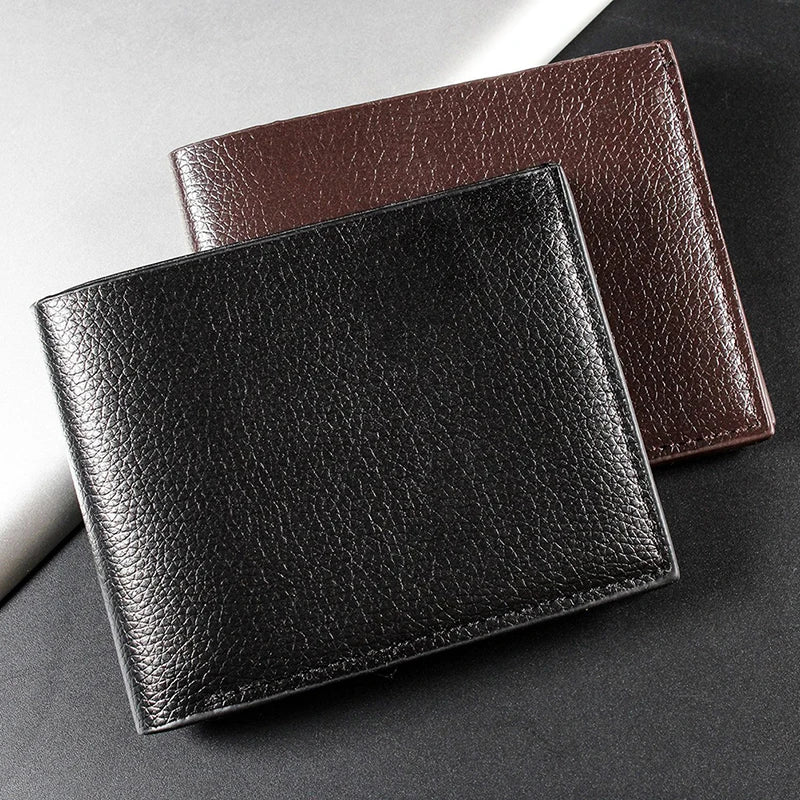 Men'S Wallet 100% PU Leather Men Wallets Premium Product Real Cowhide Wallets for Man Short Black Walet Portefeuille Homme